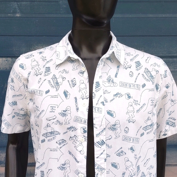 Divided (H&M) Men's Skate Board Culture Patterned Short Sleeve Summer Shirt - Picture 1 of 17